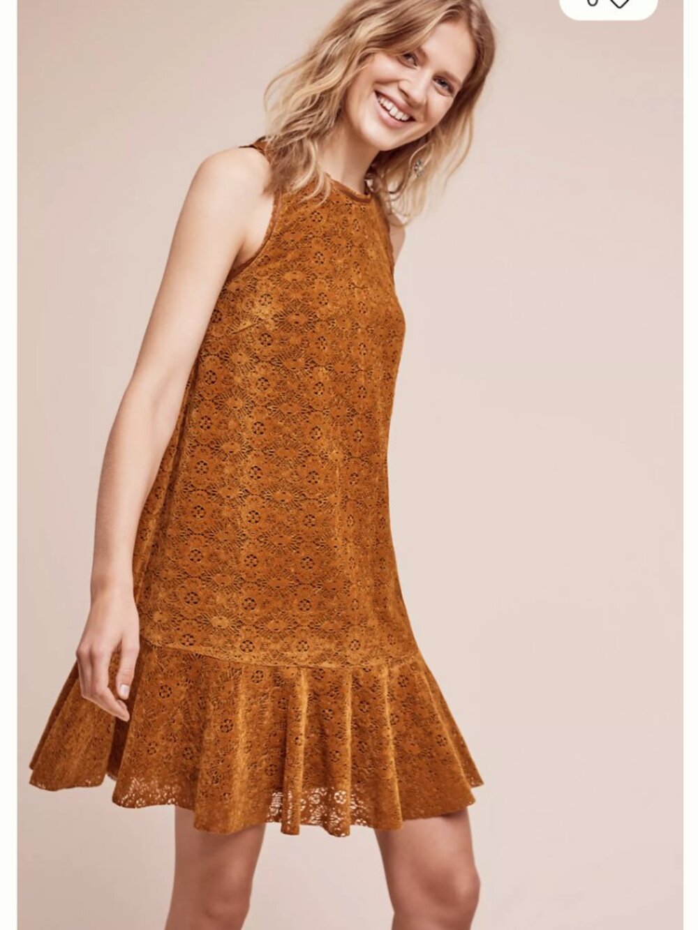 Anthropologie Sleeveless Maeve Amis Lace Dress in Rust sz 14